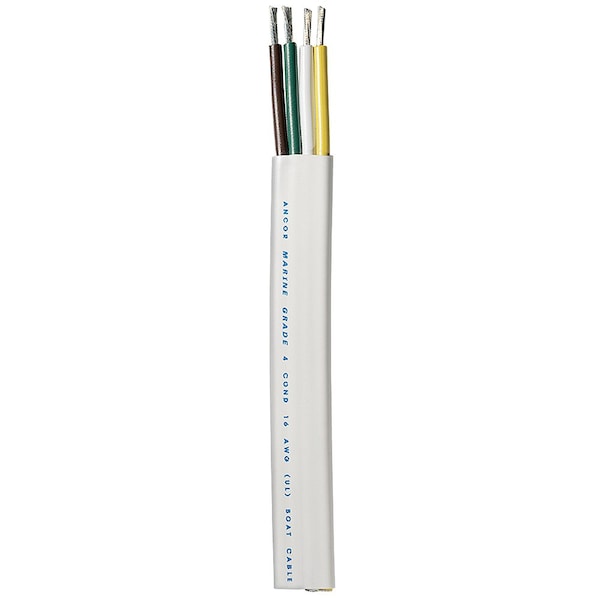 Trailer Cable - 16/4 AWG - Yellow/White/Green/Brown - Flat - 300